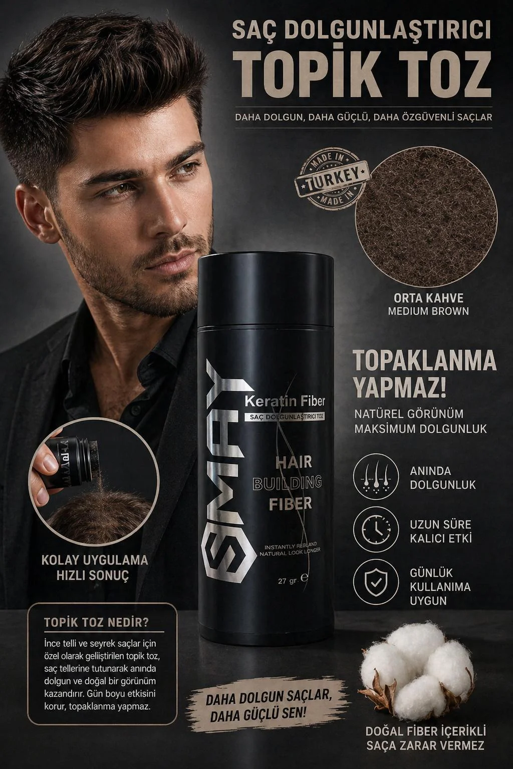 Smay Toppik Saç Dolgunlaştırıcı Tozu 3'lü Kampanya Paketi